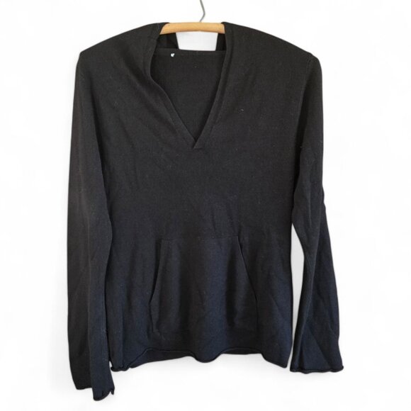 No Brand Tops - Womens No Brand Black Long-Sleeve Hoodie With Kangaroo Pocket